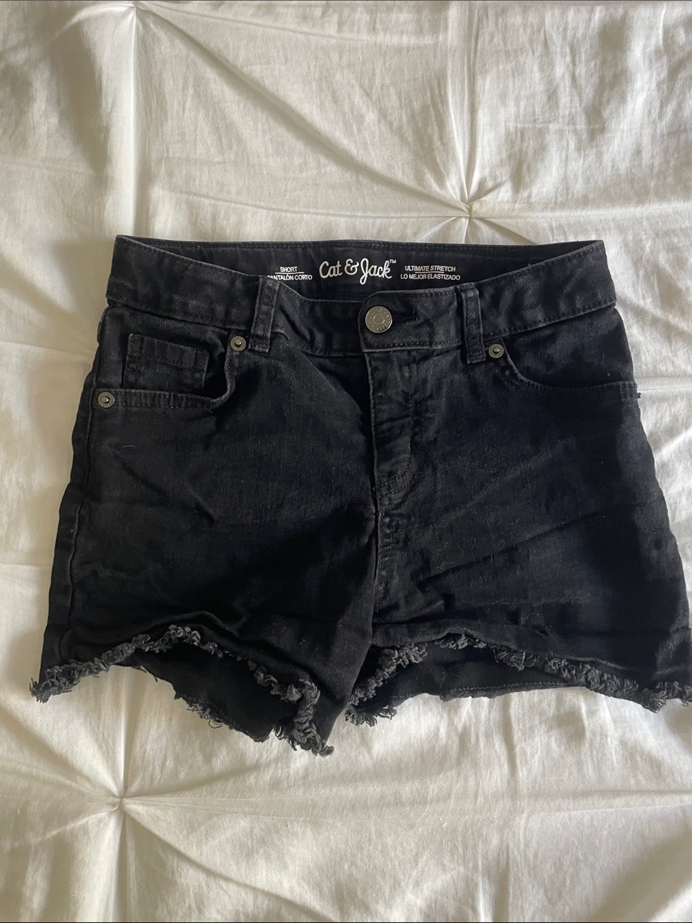 Cat & Jack Black Frayed Hem Denim Shorts
